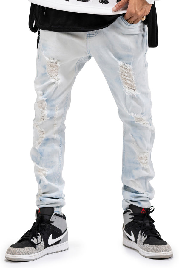 Ice blue Ripped Skinny Fit Jeans - Men