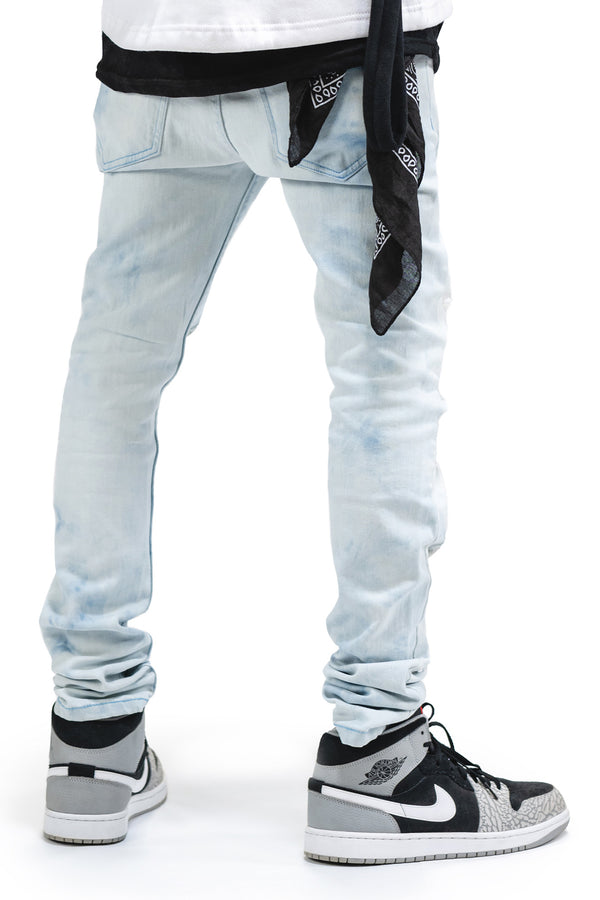 Ice blue Ripped Skinny Fit Jeans - Men